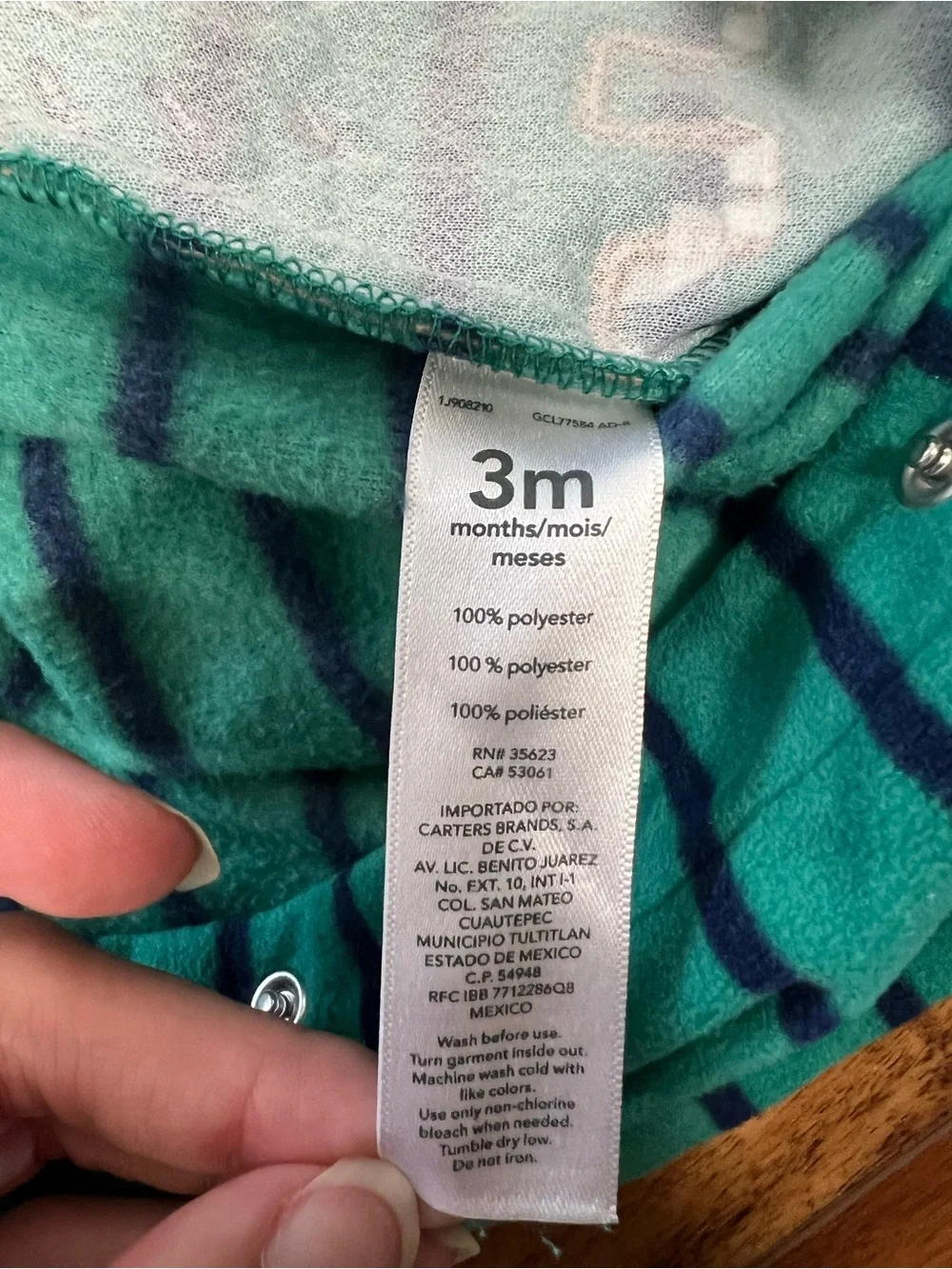 Carter’s 3M Onesie/Pant, Pjs, Outfit Bundle (5) - Winter, Green, White, Striped